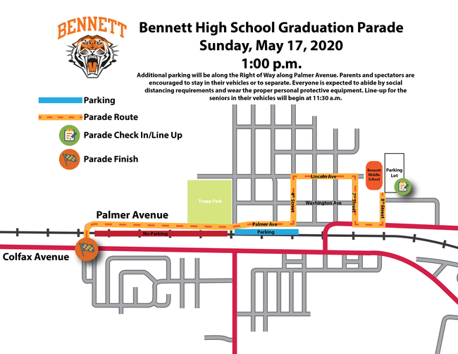 Bennett High School Graduation Parade Route